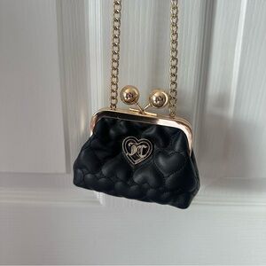 Juicy Couture Black Quilted Heart Crossbody Bag